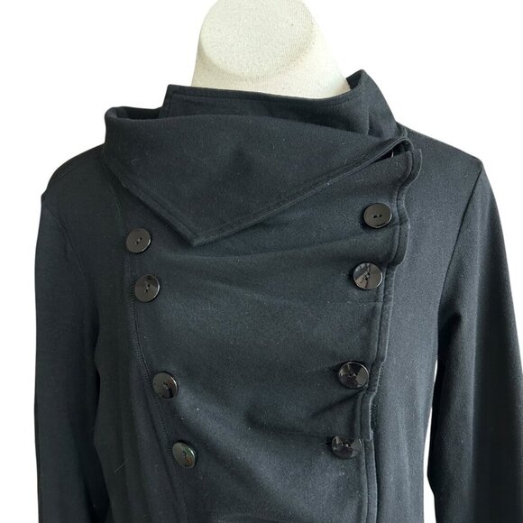 Redwood Court Black Asymmetrical Buttoned Peplum Jacket Size Small - Picture 2 of 9